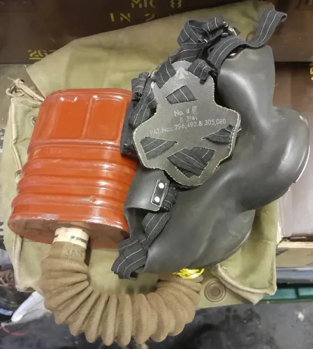ww2 gas mask with bag and ointment 